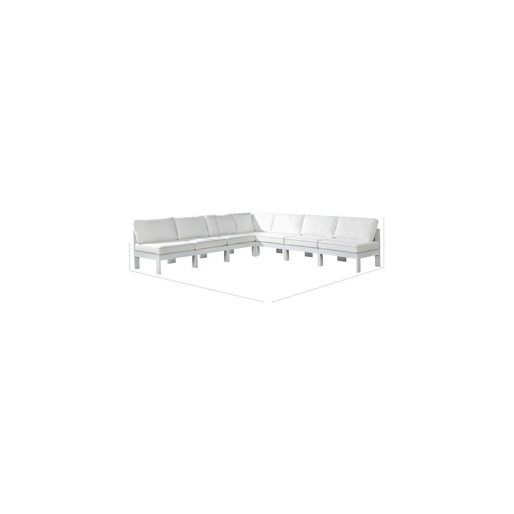 Nizuc White Water Resistant Fabric Outdoor Patio Modular Sectional. Picture 7