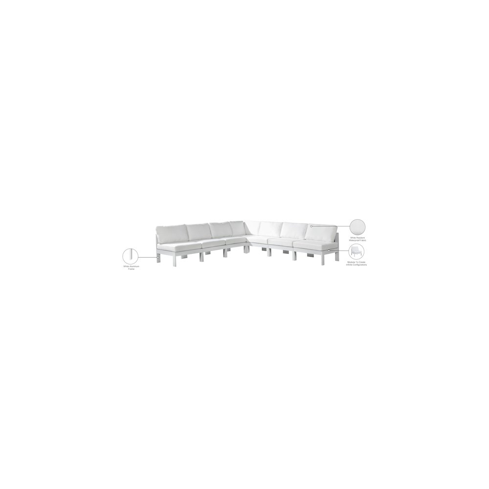 Nizuc White Water Resistant Fabric Outdoor Patio Modular Sectional. Picture 8