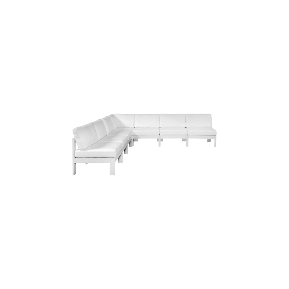 Nizuc White Water Resistant Fabric Outdoor Patio Modular Sectional. Picture 4