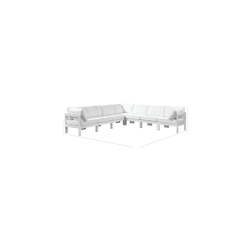Nizuc White Water Resistant Fabric Outdoor Patio Modular Sectional. Picture 7