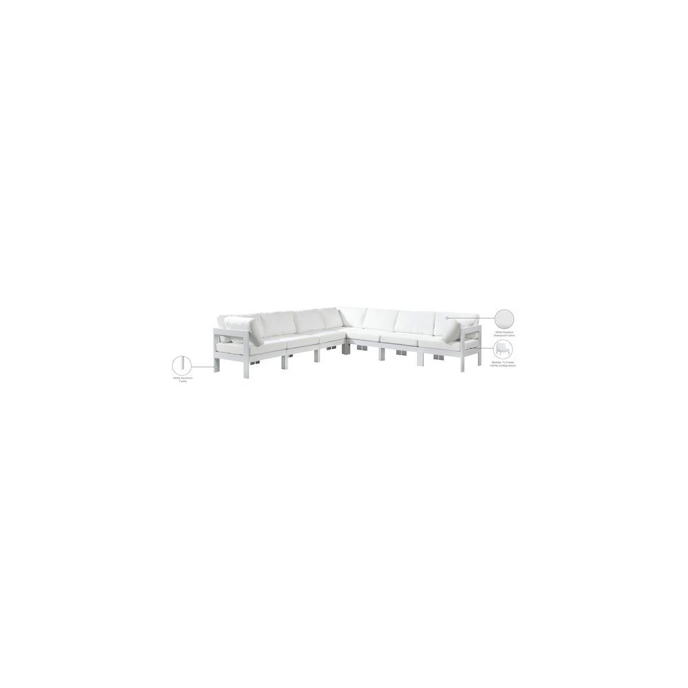 Nizuc White Water Resistant Fabric Outdoor Patio Modular Sectional. Picture 8