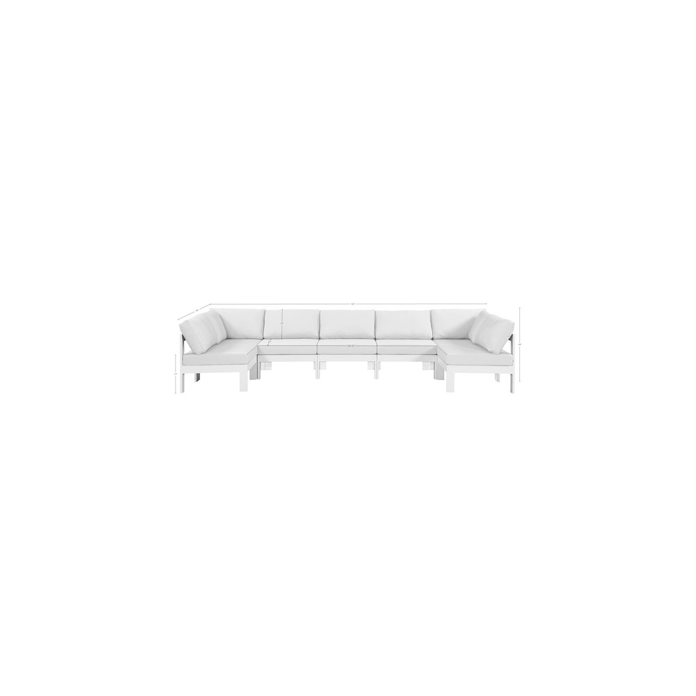 Nizuc White Water Resistant Fabric Outdoor Patio Modular Sectional. Picture 6