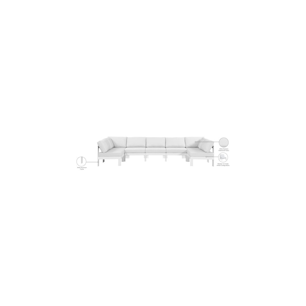 Nizuc White Water Resistant Fabric Outdoor Patio Modular Sectional. Picture 7