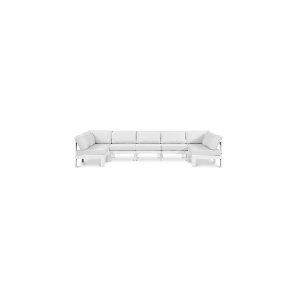 Nizuc White Water Resistant Fabric Outdoor Patio Modular Sectional. Picture 1