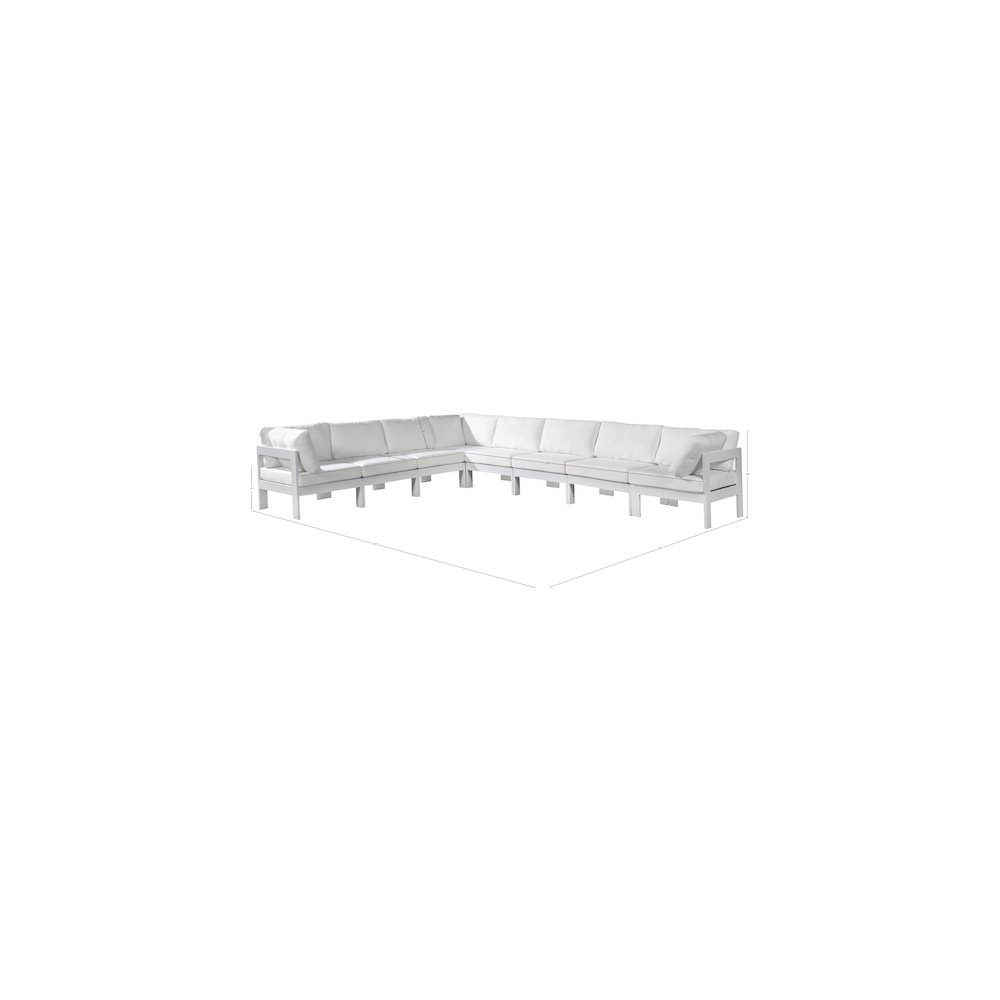 Nizuc White Water Resistant Fabric Outdoor Patio Modular Sectional. Picture 7