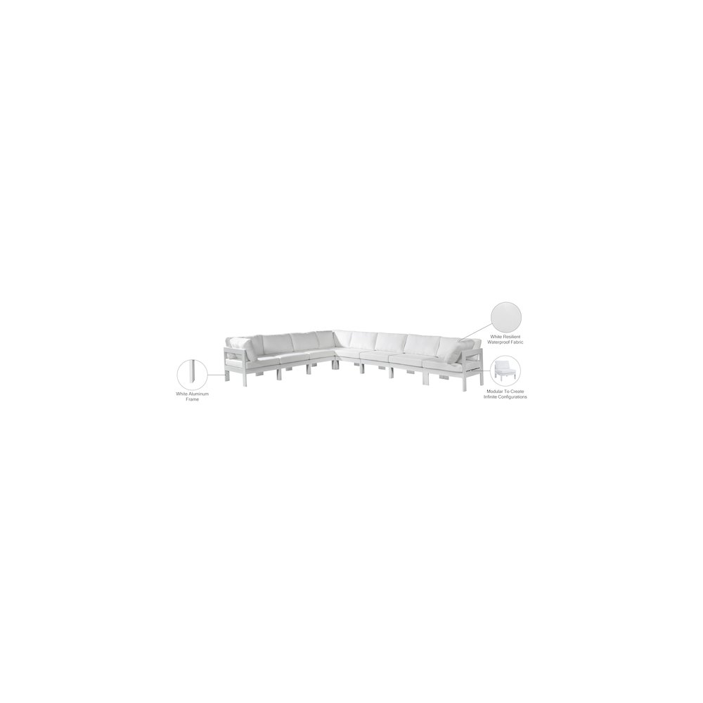 Nizuc White Water Resistant Fabric Outdoor Patio Modular Sectional. Picture 8