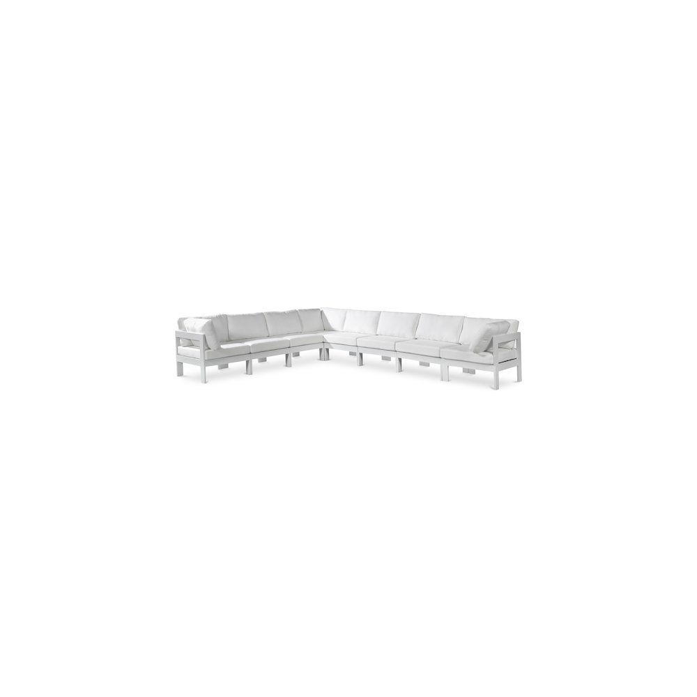 Nizuc White Water Resistant Fabric Outdoor Patio Modular Sectional. Picture 1
