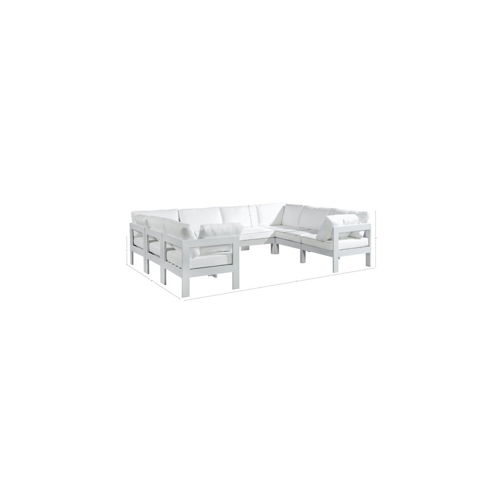Nizuc White Water Resistant Fabric Outdoor Patio Modular Sectional. Picture 7