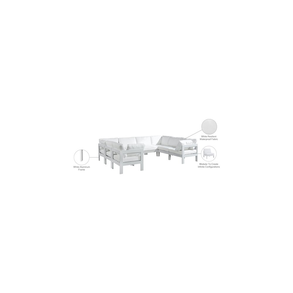 Nizuc White Water Resistant Fabric Outdoor Patio Modular Sectional. Picture 8