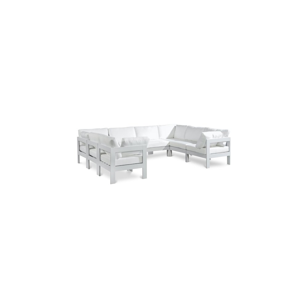 Nizuc White Water Resistant Fabric Outdoor Patio Modular Sectional. Picture 1
