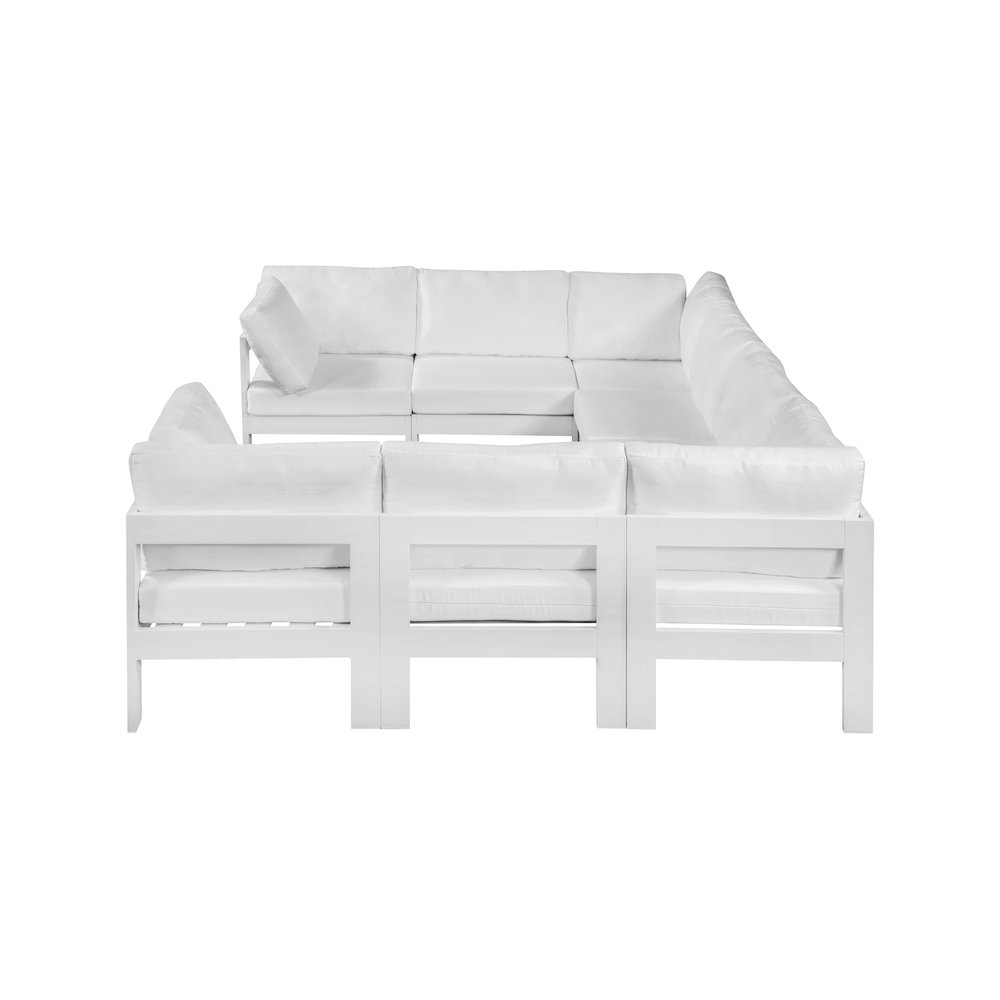 Nizuc White Water Resistant Fabric Outdoor Patio Modular Sectional. Picture 3