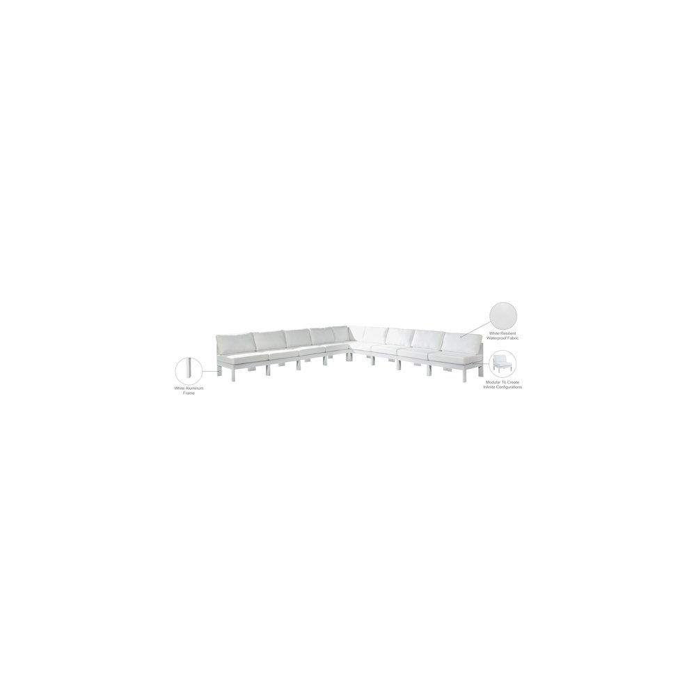 Nizuc White Water Resistant Fabric Outdoor Patio Modular Sectional. Picture 8