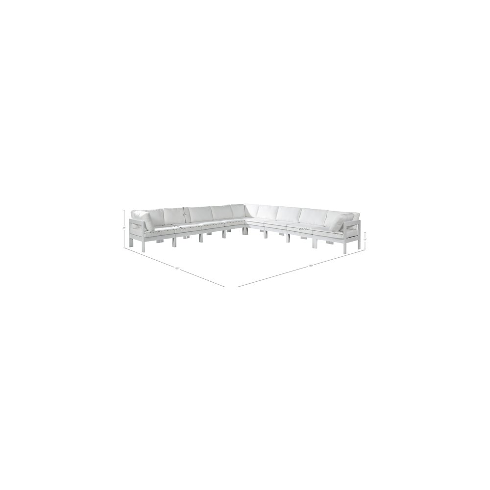 Nizuc White Water Resistant Fabric Outdoor Patio Modular Sectional. Picture 7