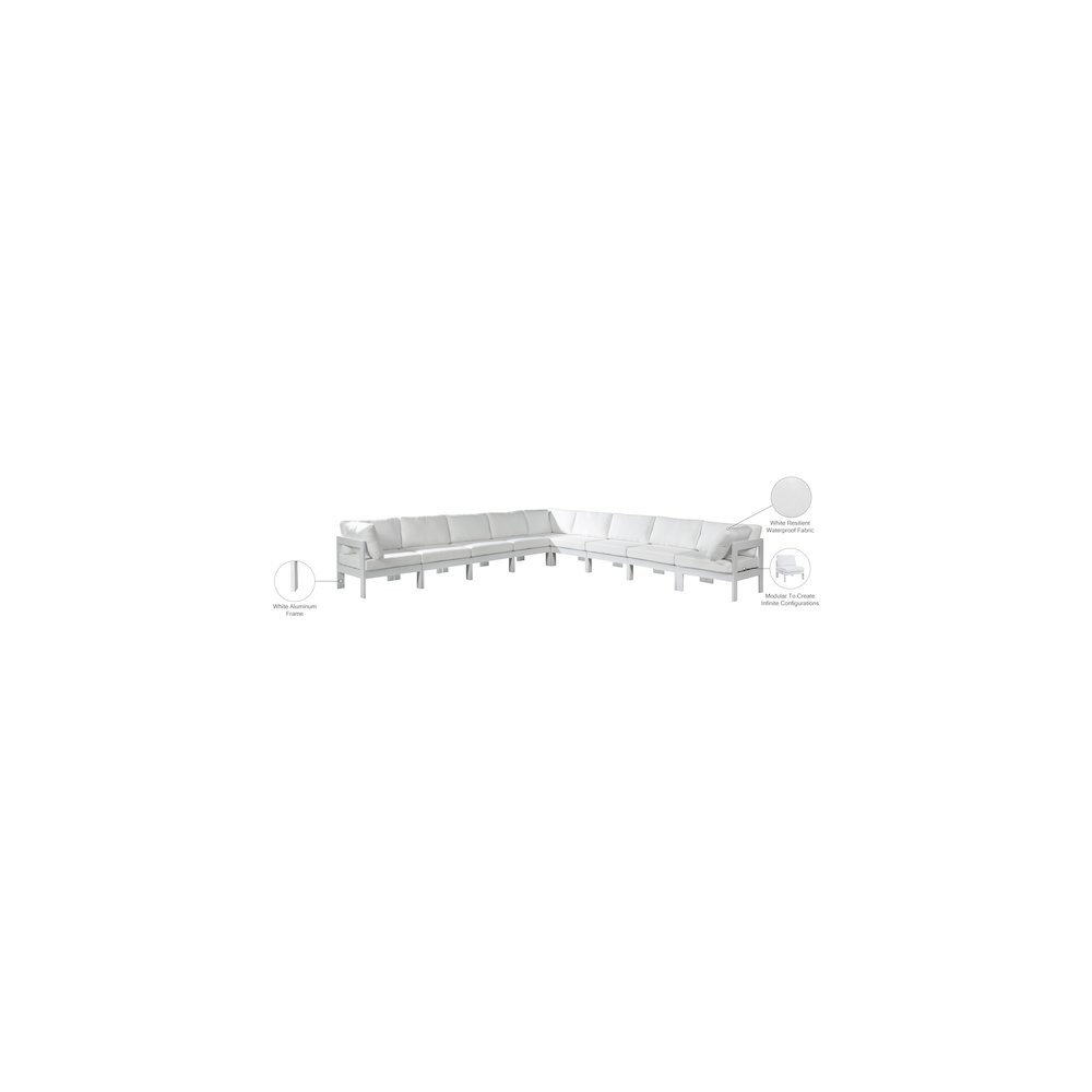 Nizuc White Water Resistant Fabric Outdoor Patio Modular Sectional. Picture 8