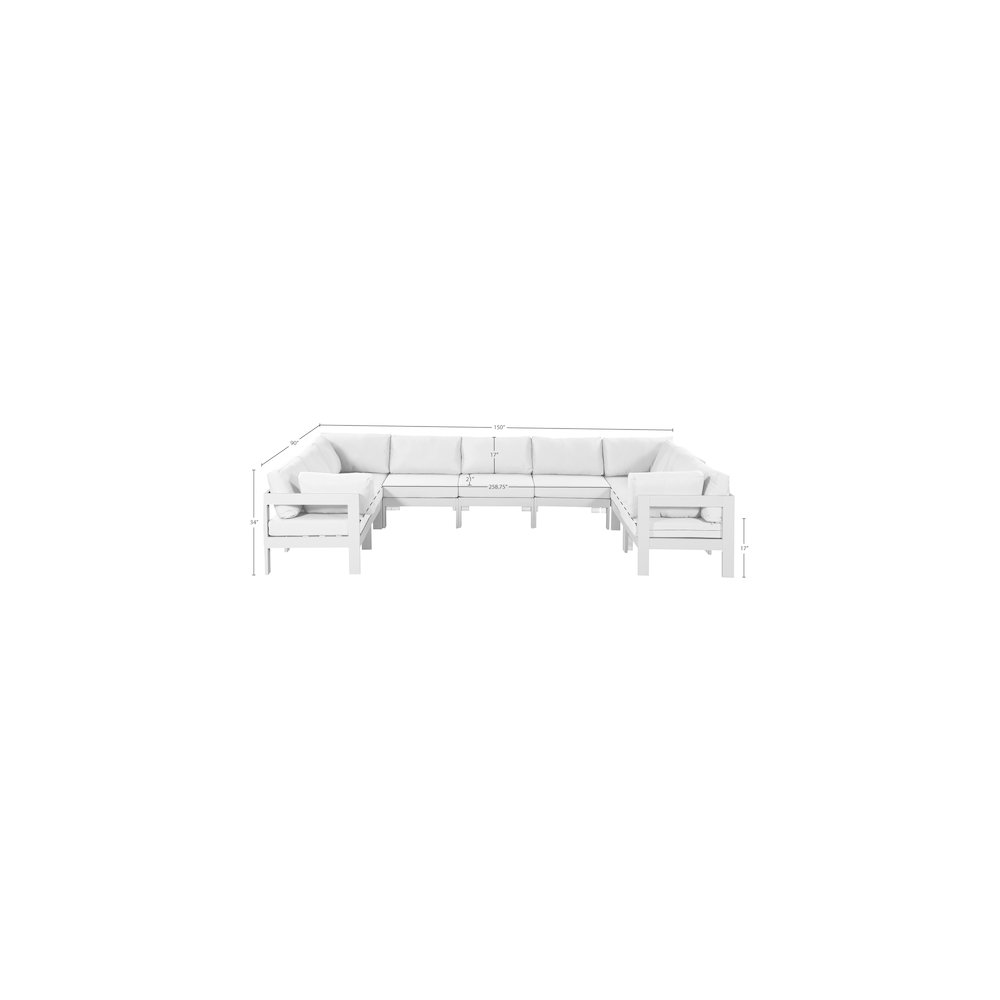Nizuc White Water Resistant Fabric Outdoor Patio Modular Sectional. Picture 6