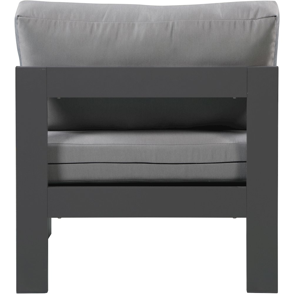 Nizuc Grey Water Resistant Fabric Outdoor Patio Aluminum Armless Chair. Picture 2