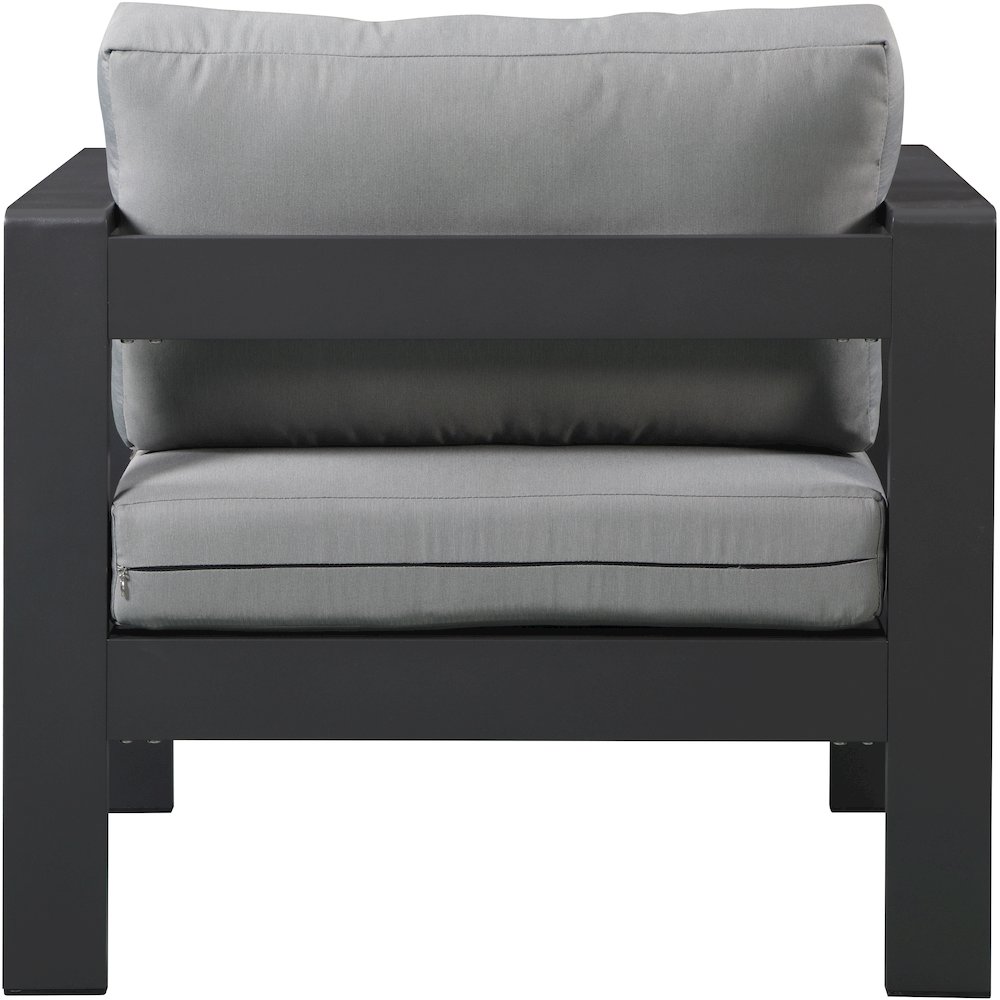 Nizuc Grey Water Resistant Fabric Outdoor Patio Aluminum Arm Chair. Picture 2