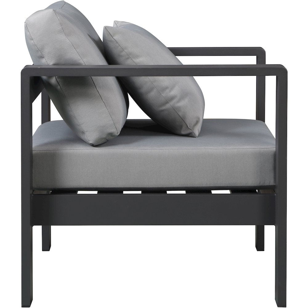 Nizuc Grey Water Resistant Fabric Outdoor Patio Aluminum Arm Chair. Picture 3