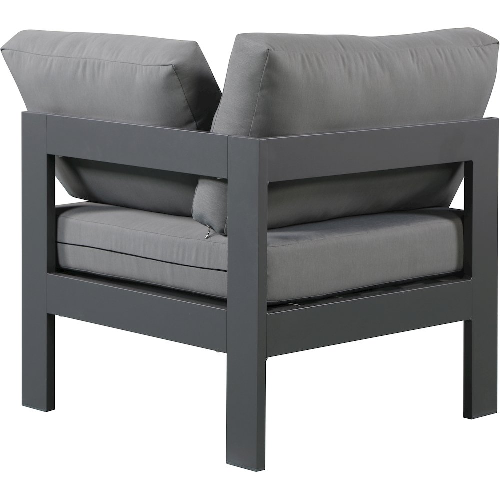 Nizuc Grey Water Resistant Fabric Outdoor Patio Aluminum Corner Chair. Picture 2