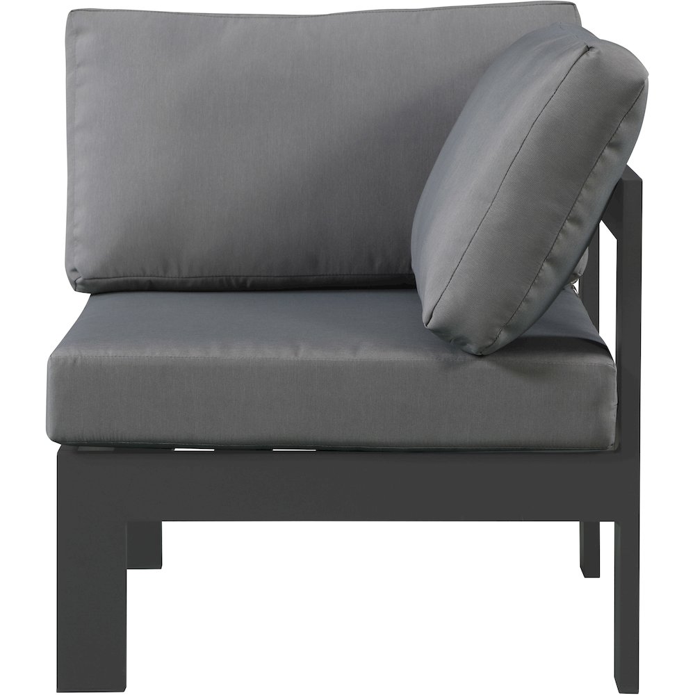 Nizuc Grey Water Resistant Fabric Outdoor Patio Aluminum Corner Chair. Picture 3