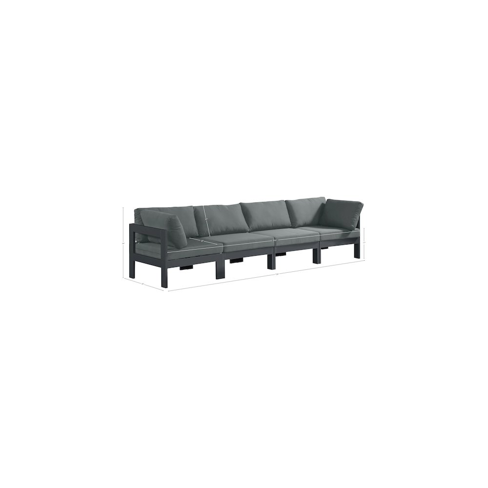 Nizuc Grey Water Resistant Fabric Outdoor Patio Modular Sofa. Picture 7
