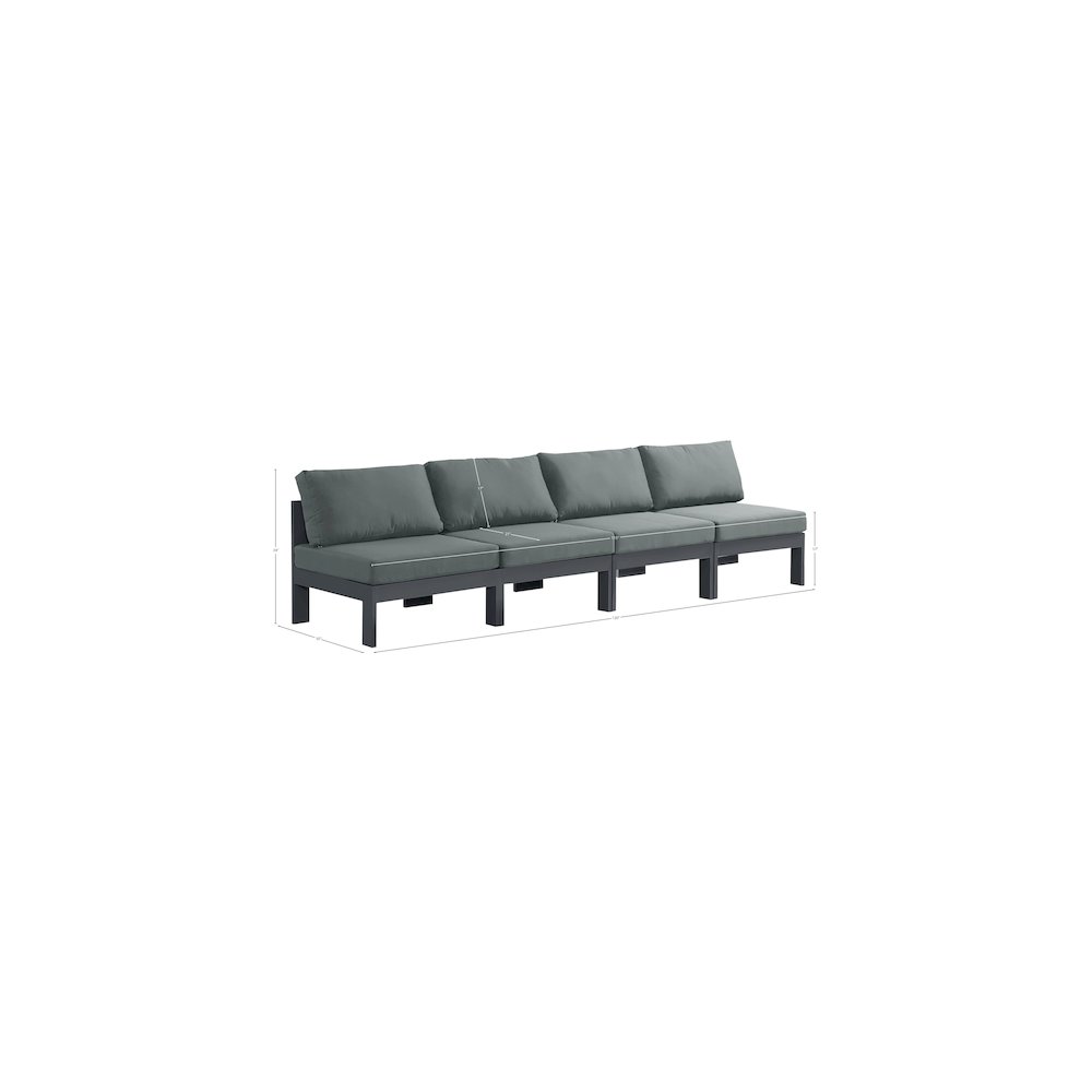 Nizuc Grey Water Resistant Fabric Outdoor Patio Modular Sofa. Picture 7