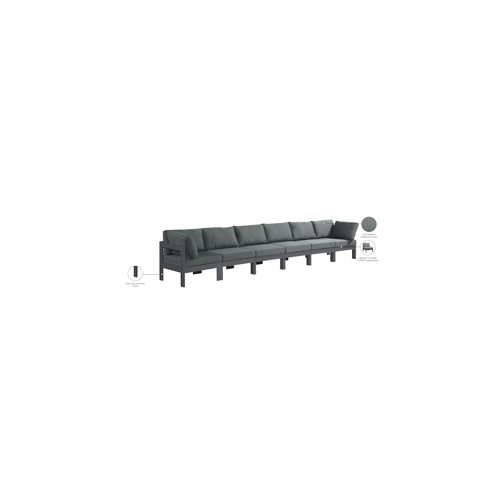 Nizuc Grey Water Resistant Fabric Outdoor Patio Modular Sofa. Picture 8
