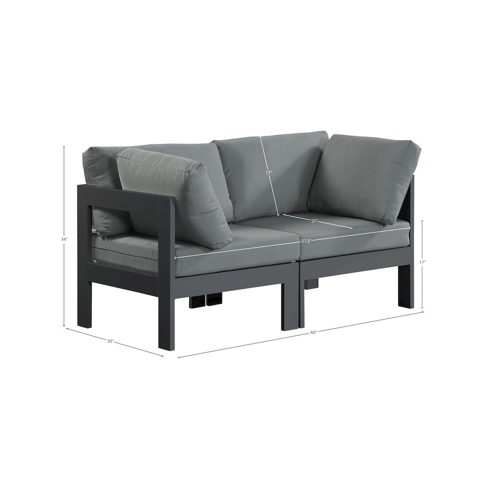 Nizuc Grey Water Resistant Fabric Outdoor Patio Modular Sofa. Picture 6