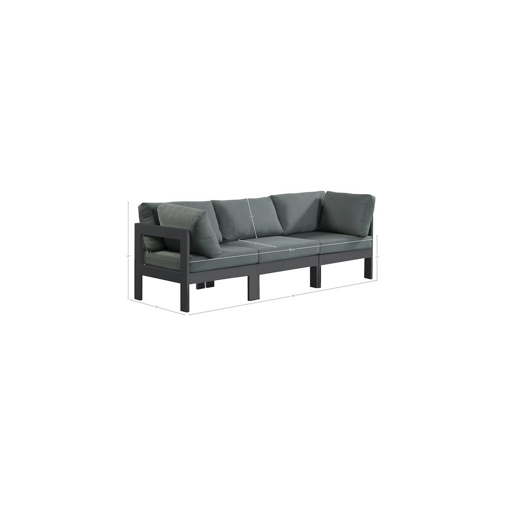 Nizuc Grey Water Resistant Fabric Outdoor Patio Modular Sofa. Picture 7