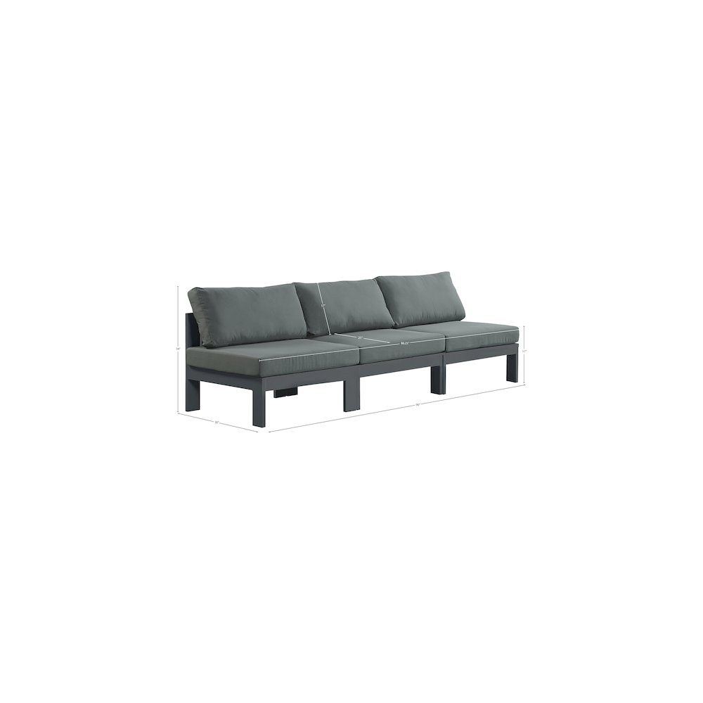 Nizuc Grey Water Resistant Fabric Outdoor Patio Modular Sofa. Picture 7