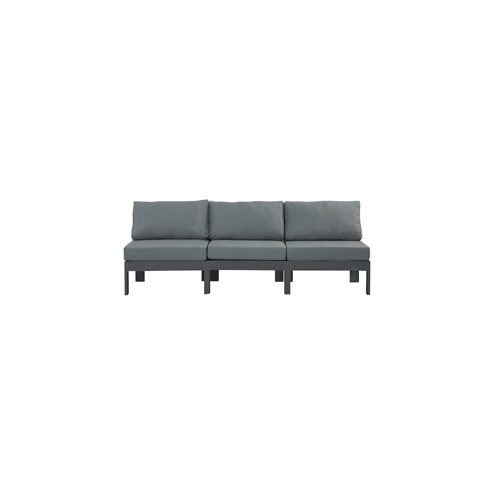 Nizuc Grey Water Resistant Fabric Outdoor Patio Modular Sofa. Picture 4