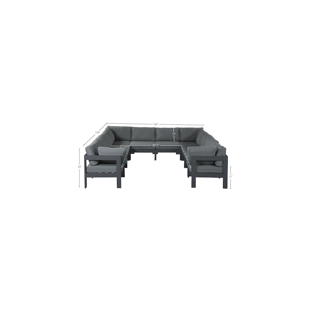 Nizuc Grey Water Resistant Fabric Outdoor Patio Modular Sectional. Picture 6