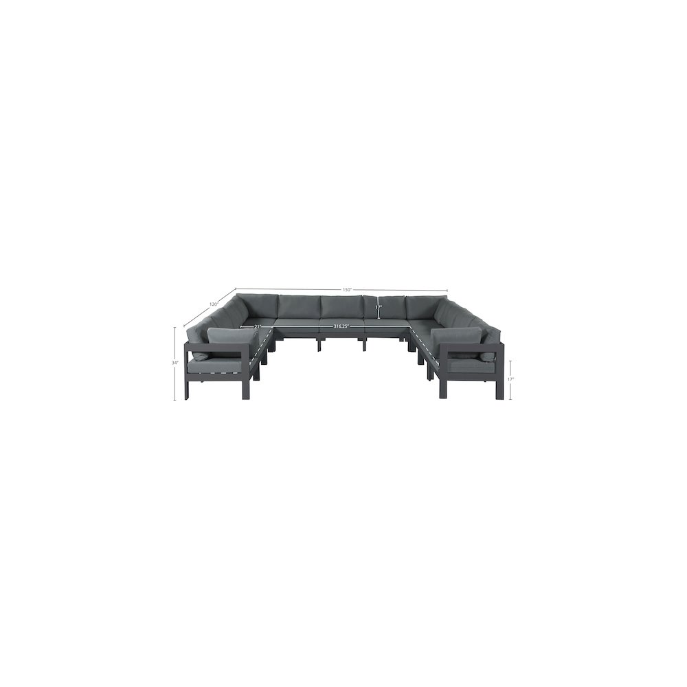 Nizuc Grey Water Resistant Fabric Outdoor Patio Modular Sectional. Picture 6