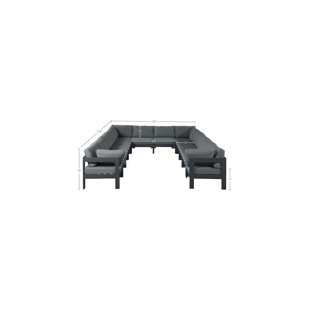Nizuc Grey Water Resistant Fabric Outdoor Patio Modular Sectional. Picture 6