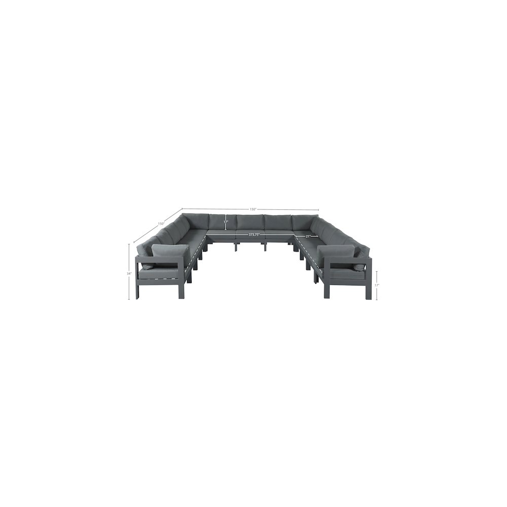 Nizuc Grey Water Resistant Fabric Outdoor Patio Modular Sectional. Picture 6