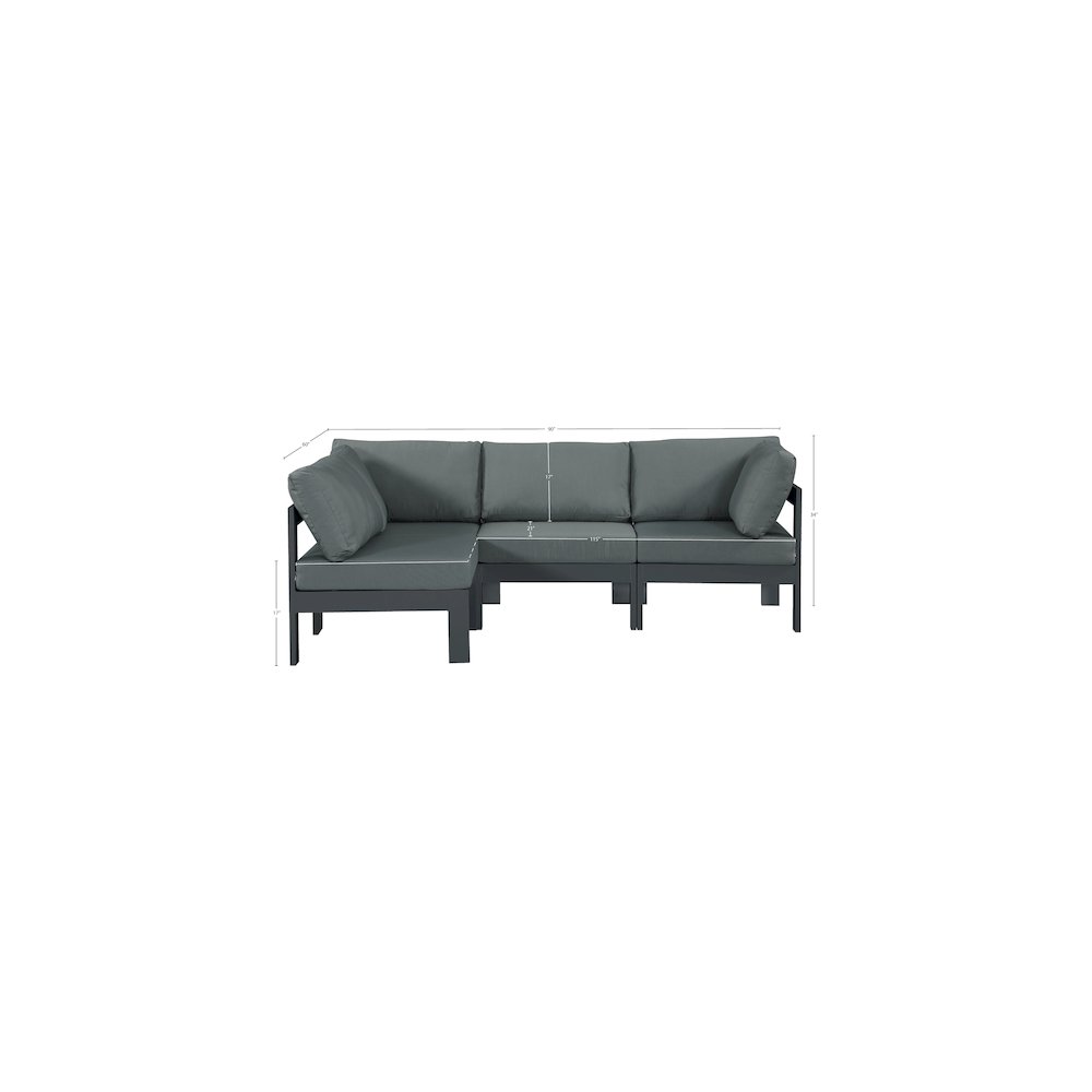 Nizuc Grey Water Resistant Fabric Outdoor Patio Modular Sectional. Picture 10