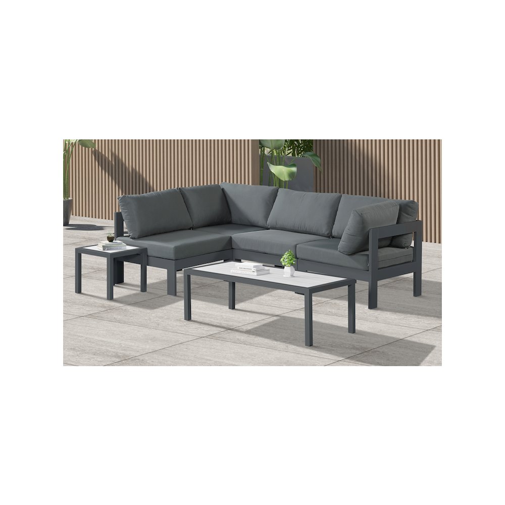 Nizuc Grey Water Resistant Fabric Outdoor Patio Modular Sectional. Picture 2