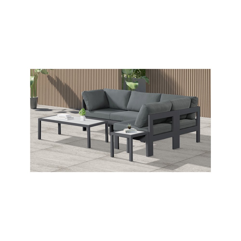 Nizuc Grey Water Resistant Fabric Outdoor Patio Modular Sectional. Picture 3