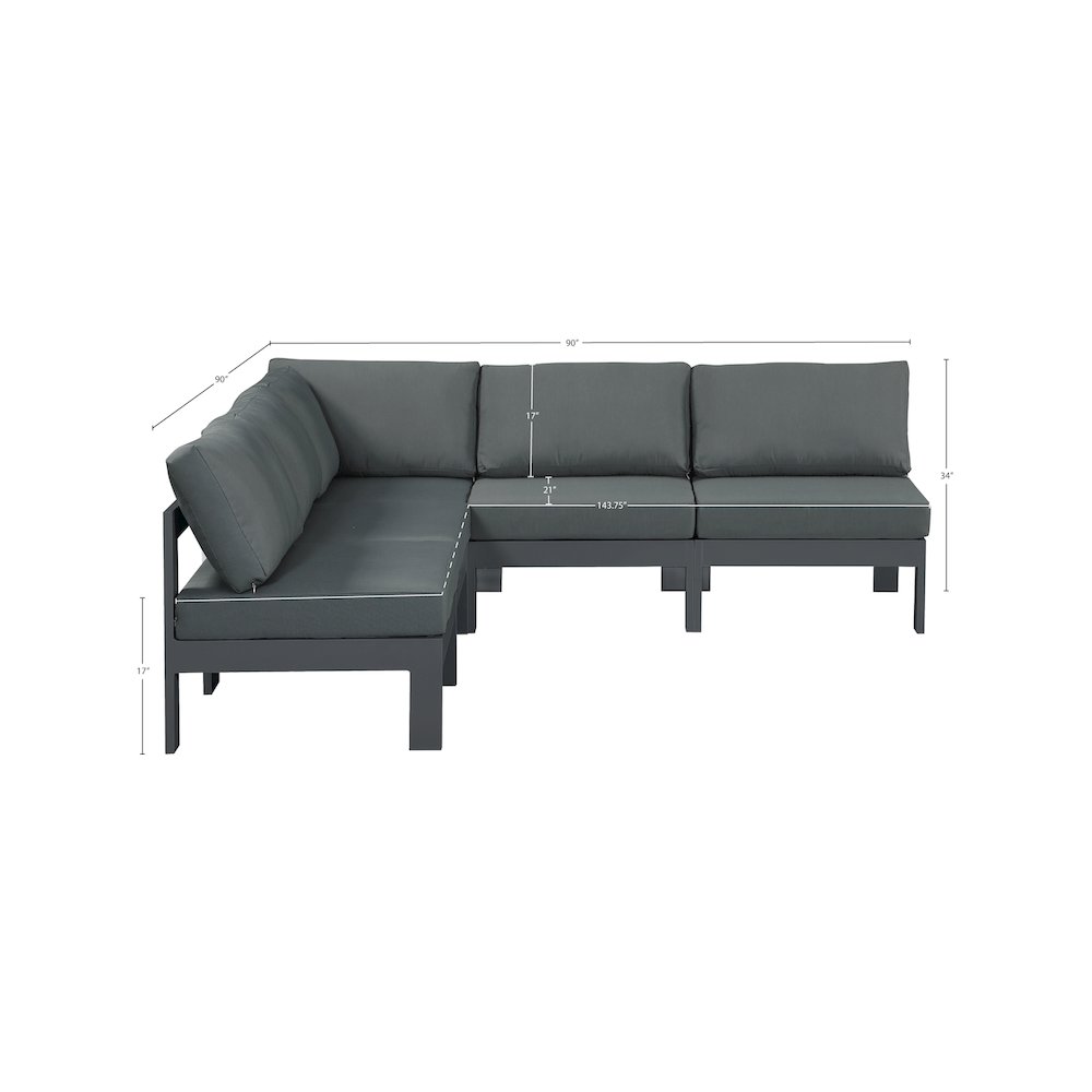 Nizuc Grey Water Resistant Fabric Outdoor Patio Modular Sectional. Picture 6