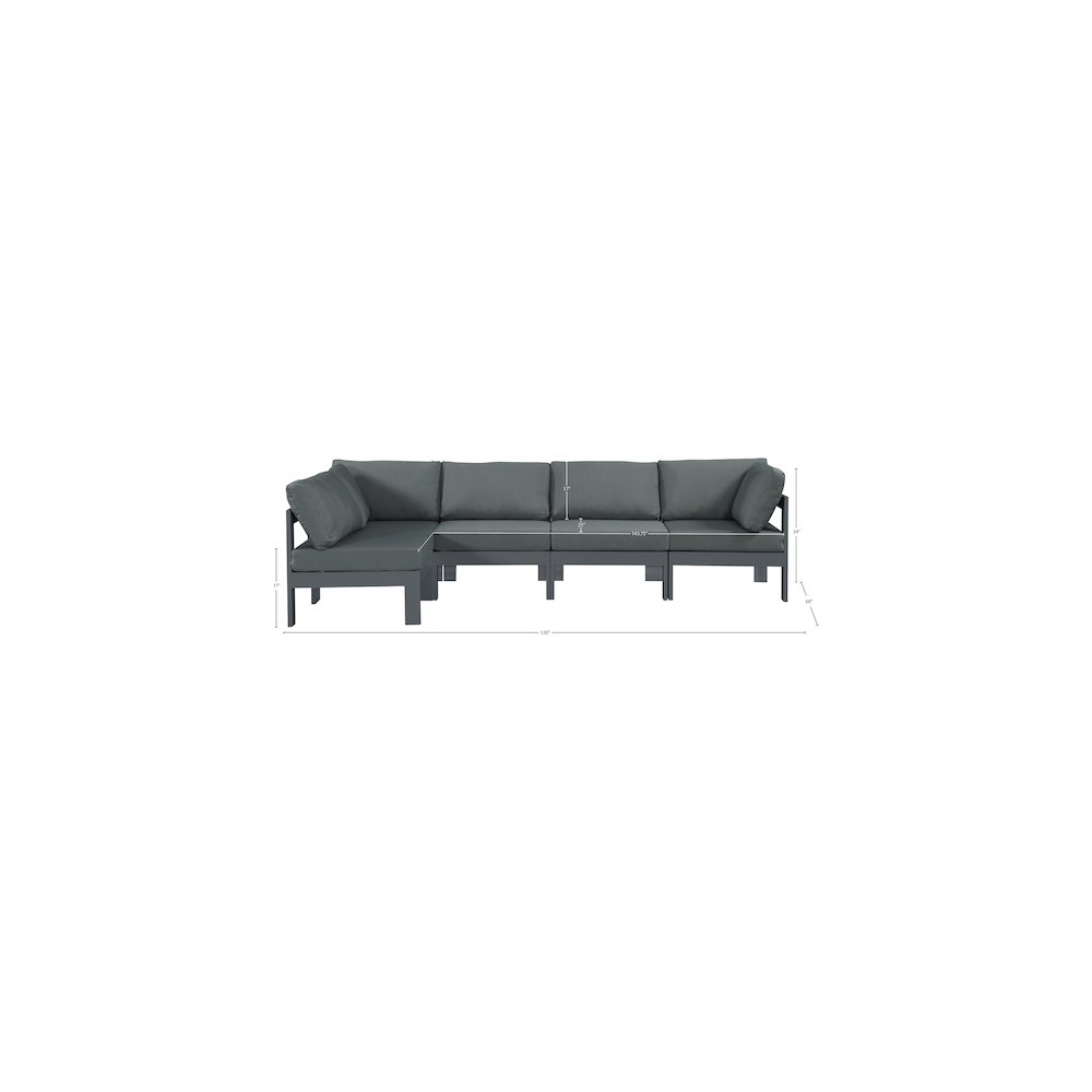 Nizuc Grey Water Resistant Fabric Outdoor Patio Modular Sectional. Picture 10