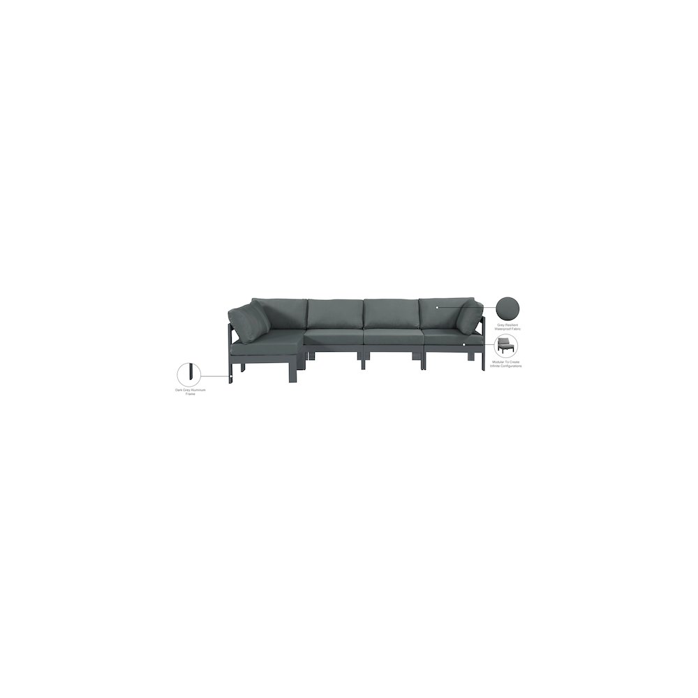 Nizuc Grey Water Resistant Fabric Outdoor Patio Modular Sectional. Picture 11