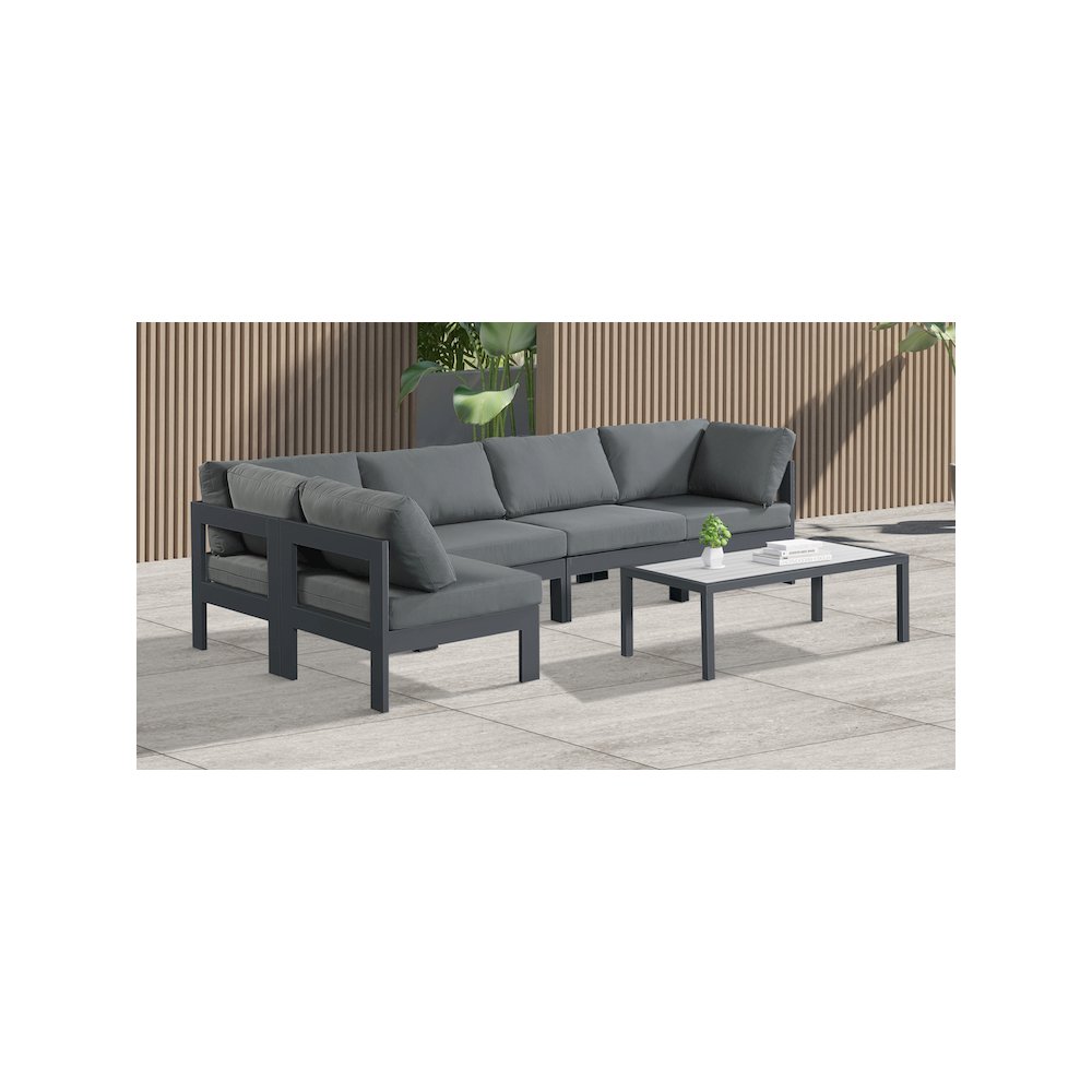 Nizuc Grey Water Resistant Fabric Outdoor Patio Modular Sectional. Picture 2