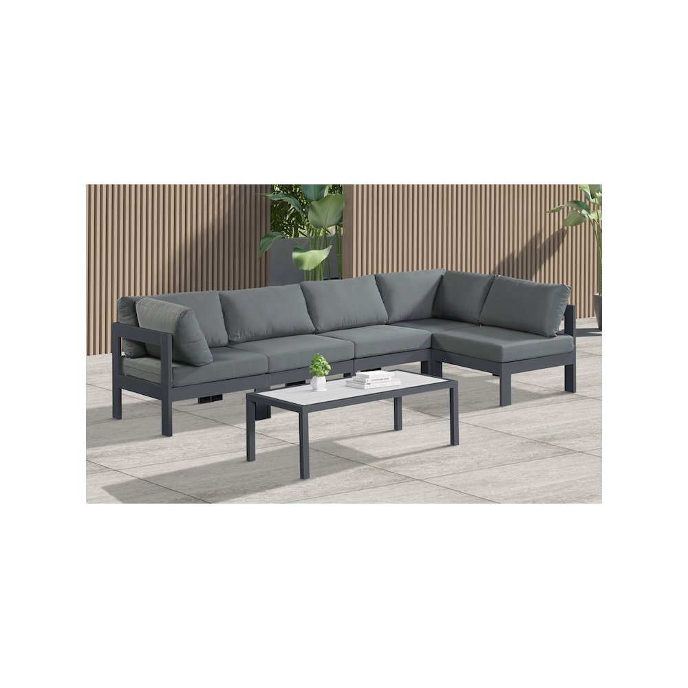 Nizuc Grey Water Resistant Fabric Outdoor Patio Modular Sectional. Picture 3