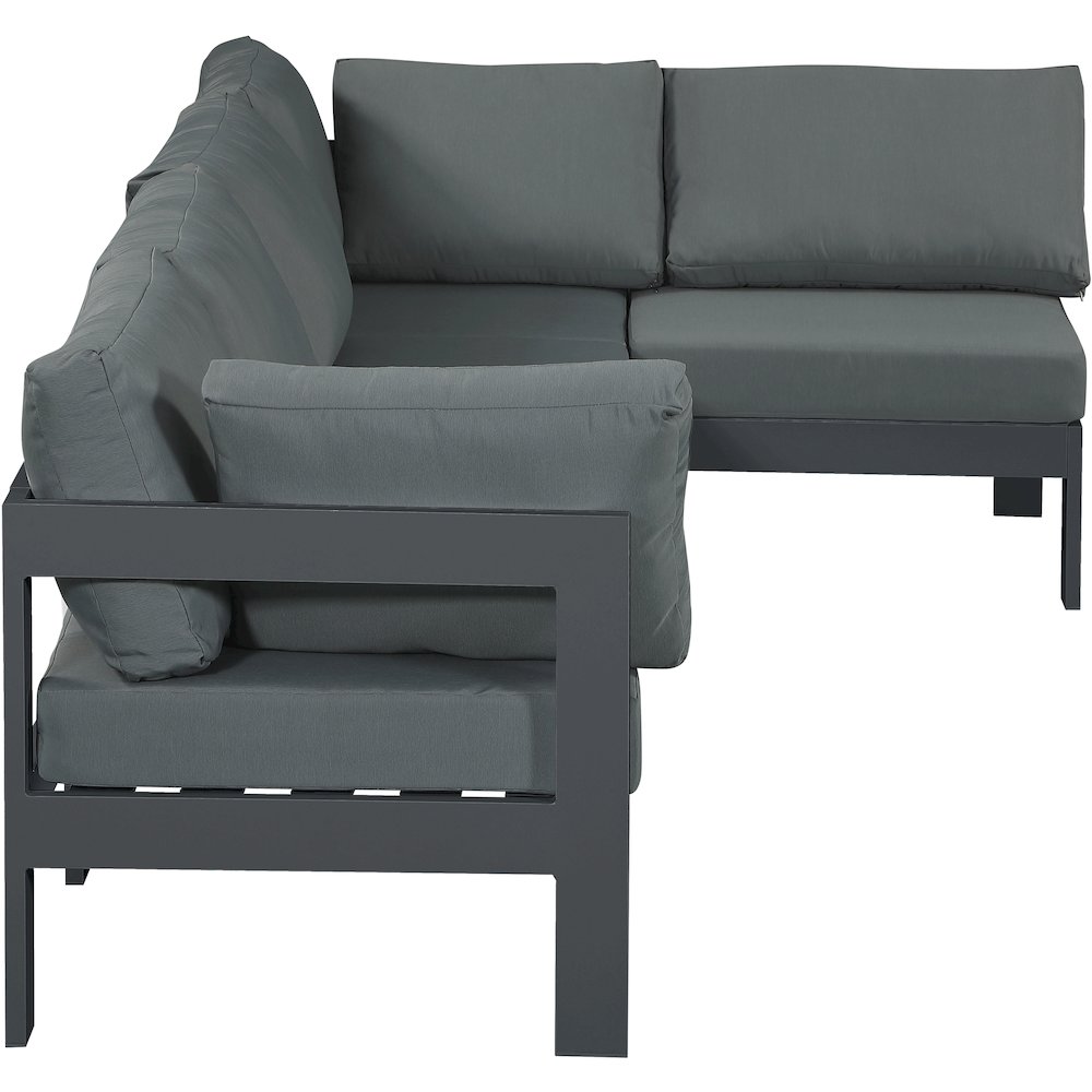 Nizuc Grey Water Resistant Fabric Outdoor Patio Modular Sectional. Picture 6