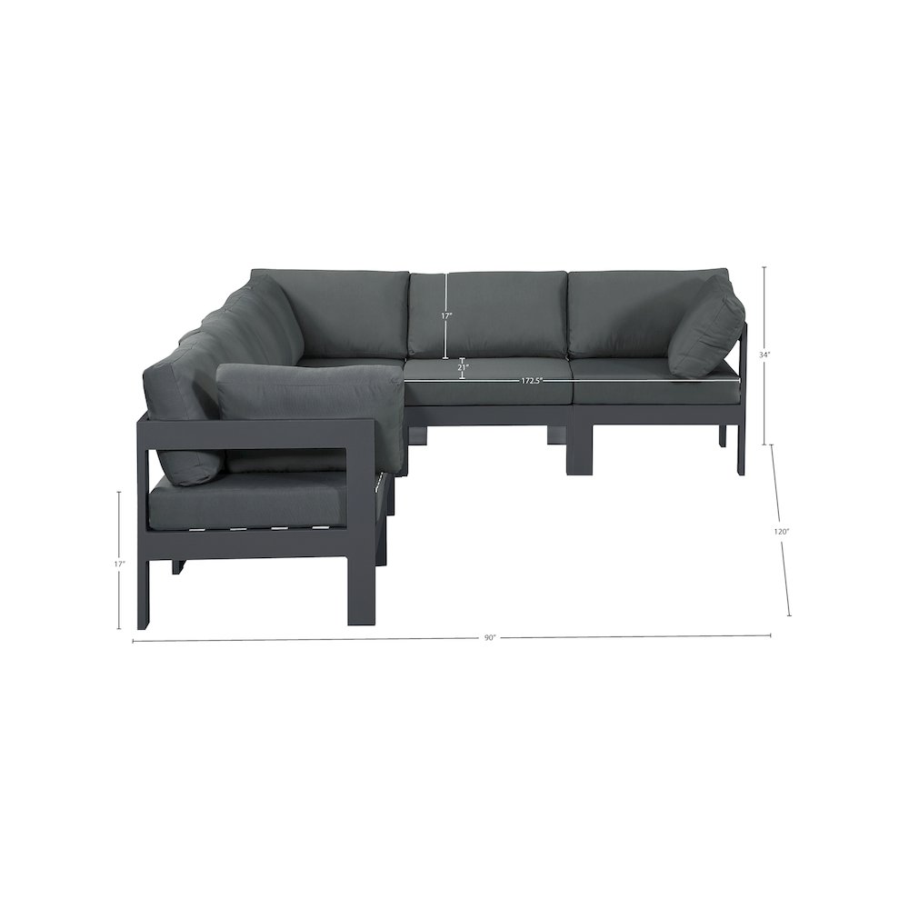 Nizuc Grey Water Resistant Fabric Outdoor Patio Modular Sectional. Picture 6