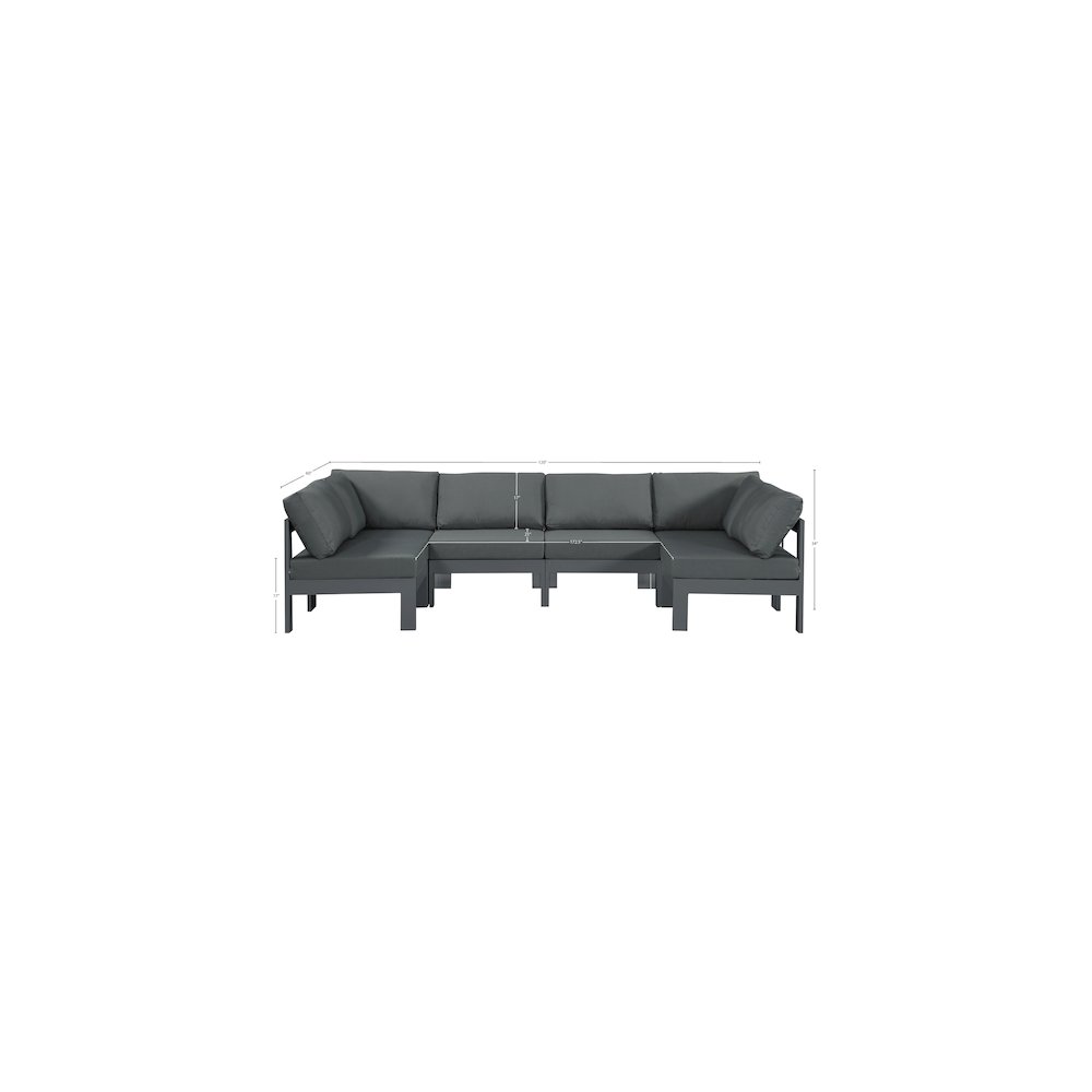 Nizuc Grey Water Resistant Fabric Outdoor Patio Modular Sectional. Picture 6