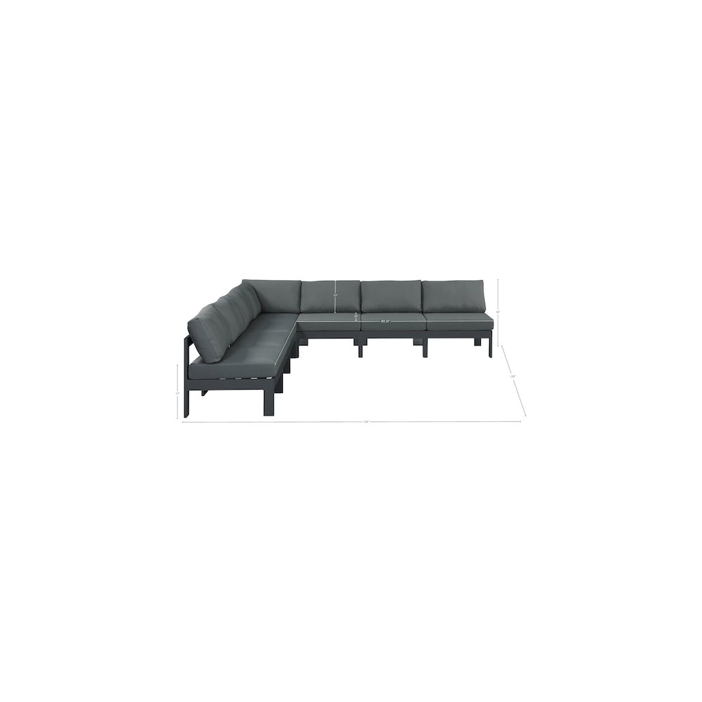 Nizuc Grey Water Resistant Fabric Outdoor Patio Modular Sectional. Picture 6