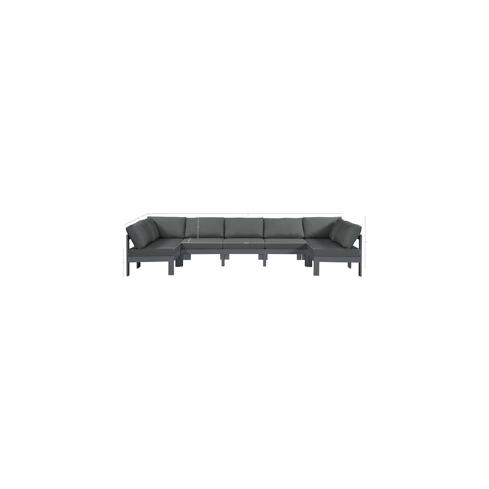 Nizuc Grey Water Resistant Fabric Outdoor Patio Modular Sectional. Picture 6