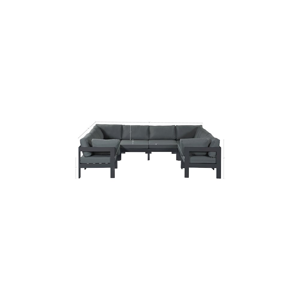 Nizuc Grey Water Resistant Fabric Outdoor Patio Modular Sectional. Picture 6