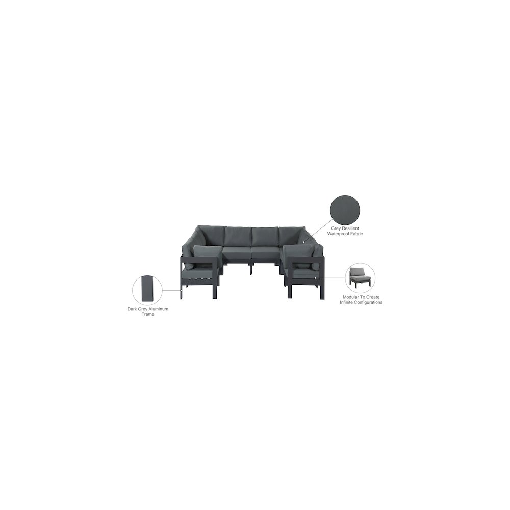 Nizuc Grey Water Resistant Fabric Outdoor Patio Modular Sectional. Picture 7